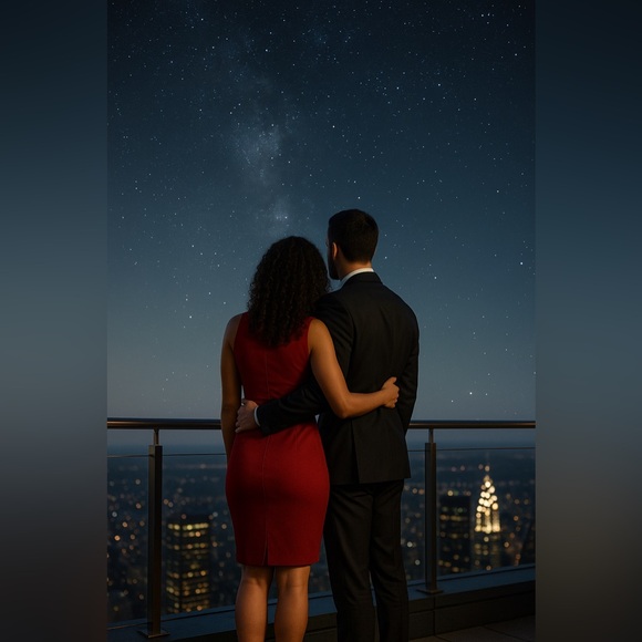 Elegant Red and Gold Floral Dress - Picture 4 of 13